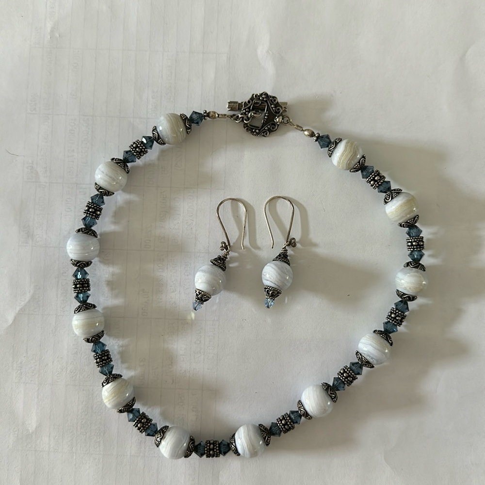 Blue Necklace and Earrings